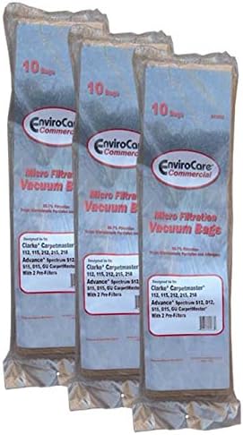 30 Bags (3 Pkgs) Nilfisk Advance Spectrum, Clarke, CarpetMaster Vacuum Cleaner Allergy Bags + 6 Pre motor Filters + 3 Exhaust Filters 1471058500, 147 1058 500, 147 1059 500, 1471059500, 147 0966 500