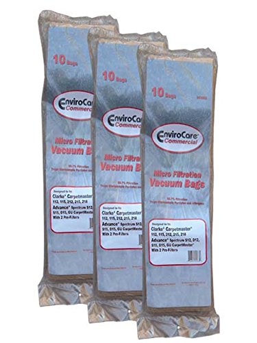 30 Bags (3 Pkgs) Nilfisk Advance Spectrum, Clarke, CarpetMaster Vacuum Cleaner Allergy Bags + 6 Pre motor Filters + 3 Exhaust Filters 1471058500, 147 1058 500, 147 1059 500, 1471059500, 147 0966 500