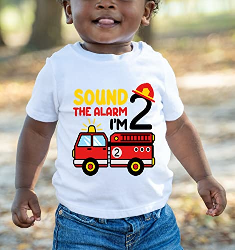 Fire truck second birthday shirt Fire truck second birthday shirt Sound The Alarm birthday outfit firefighter 2nd birthday shirt fire Truck birthday party (2T)3