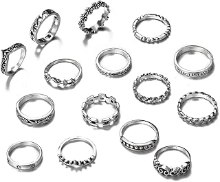 Shining Diva Fashion Latest Stylish Metal Boho Midi Finger Rings for Women and Girls - Set of 15 (D12981r), Silver Price In India