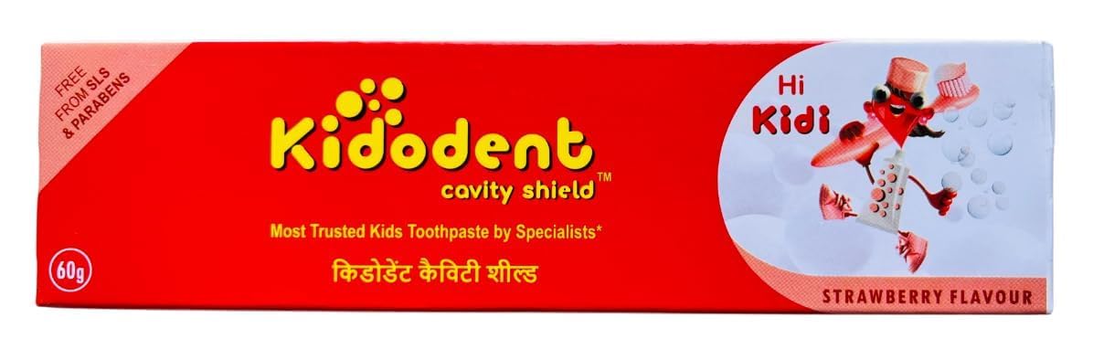 KIDODENT Cavity Shield Strawberry Toothpaste for Kids (60g) | Fluoride Protection | SLS & Paraben Free | Strong Teeth & Fresh Breath | For Kids Above 3 Years-picture-16