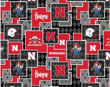 University of Nebraska Cornhuskers Fabric – Officially Licensed University of Nebraska Cotton Quilting Fabric by Sykel Enterprises, Precut Yardage for Sewing & Crafts Argyle