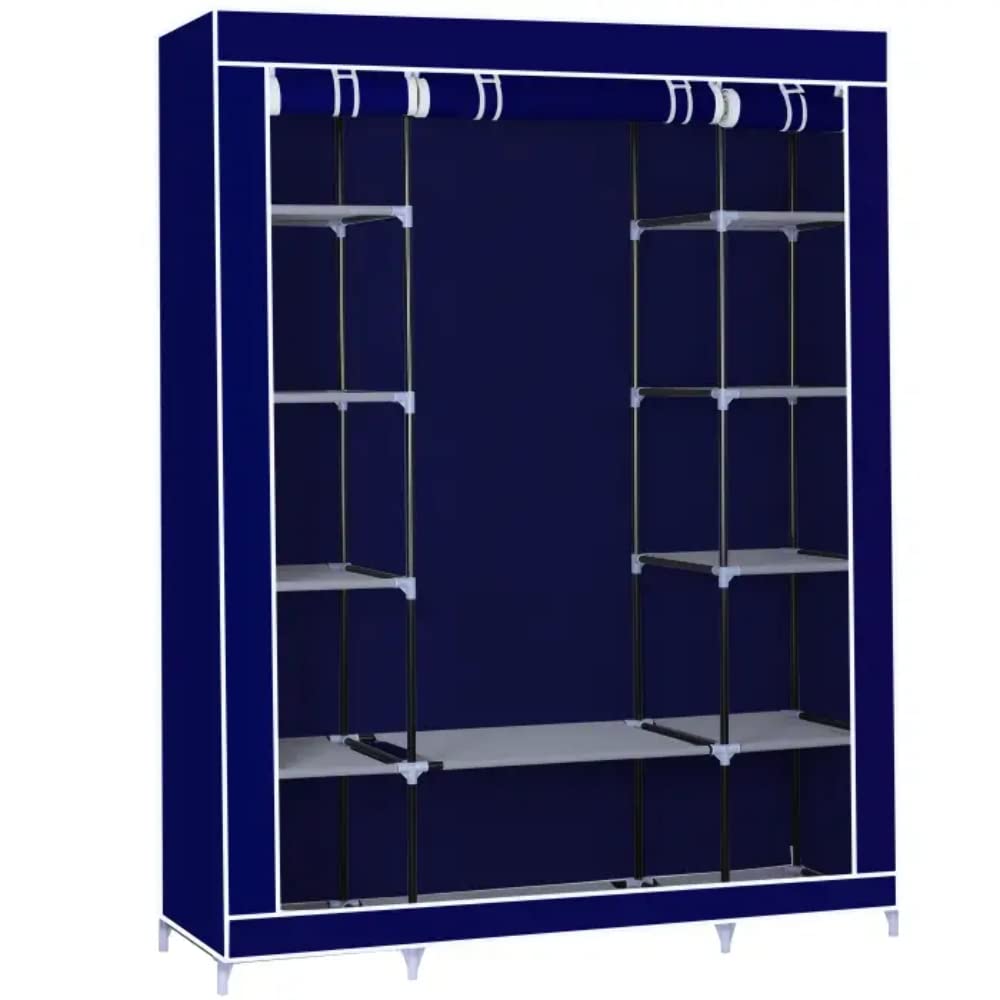 Herzberg, Armoire de Rangement, avec étagères, Barre de Suspension Mobiles revêtues de Poudre, Une Armoire Portable avec Une Structure Robuste