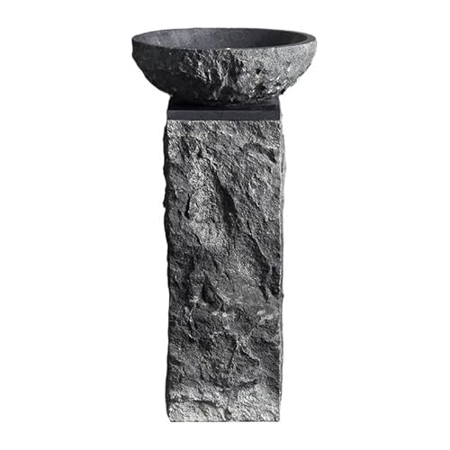 Lavabo de pedestal Fregadero con base de piedra, lavabo tocador baño pie tres piezas, tallado a mano for patio exterior orificio for grifo, desagüe emergente no incluido