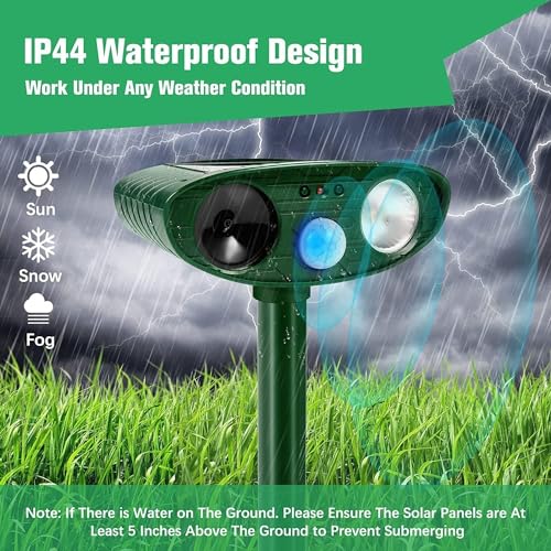 Cat Repellent, Ultrasonic Solar Animal Repeller With Motion Sensor And Flashing Lights, Waterproof Rechargeable Animal Deterrent Devices Outdoor For Deer Dog Rabbit Skunk Yard Garden Farm - 3