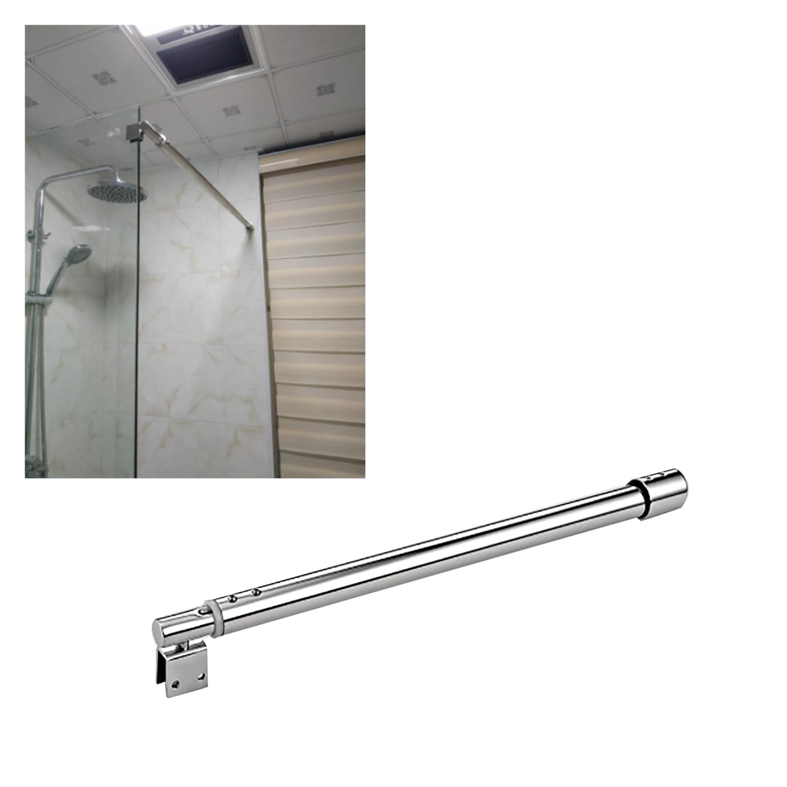 CHZDPP Support Bar Stabilizer for Frameless Shower Enclosure, Glass Support Rod with 2.5 cm/1 in Tube, Shower Screen Secure Pole for Stop Glass Sway(Style B,300–500mm/11.8–19.7in)