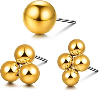 LADEMAYH Bead Cluster Tops Only, ASTM F136 Titanium Threadless Studs