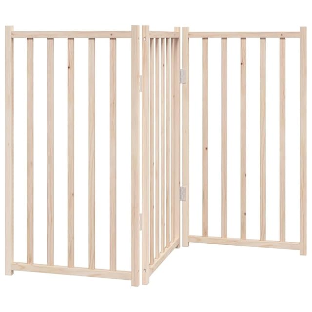 Foto 8 de 8 de vidaXL Puerta para Perros Plegable de 3 Paneles, 150 cm, Madera Maciza de Abeto