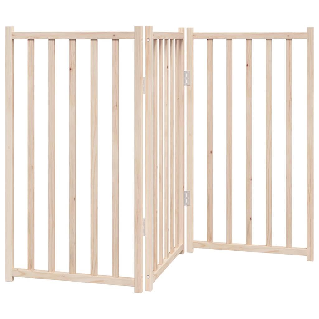 vidaXL Cancelletto per cani pieghevole a 3 pannelli 150 cm in legno massello di abete