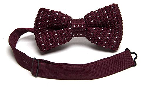 Gravity Threads Sophisticated Fashion Knit Bow Ties, Burgundy White