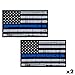 6" Tattered Police Officer Thin Blue Line reflective American Flag Decal x 2