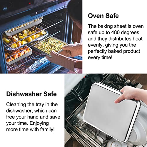 Baking Sheet Set Of 2, Zacfton Stainless Steel Cookie Sheet Baking Pan, 12 Inch &10 Inch Jelly Roll Pan Toaster Oven Tray, Non Toxic & Heavy Duty & Mirror Finish & Rust Free & Easy Clean #TOP4