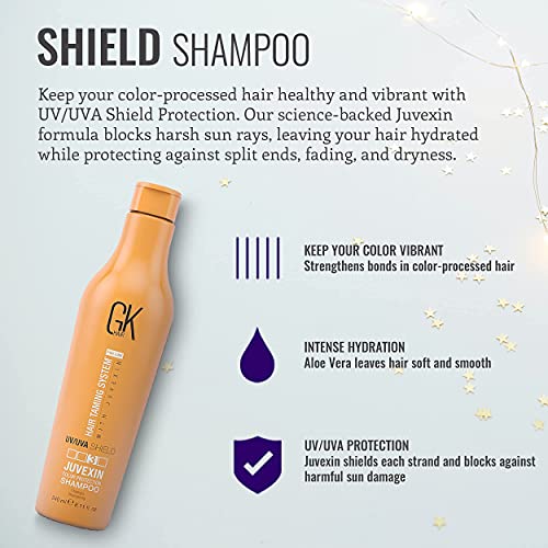 Gk Hair Global Keratin Colored Shield Shampoo (8.11 Fl Oz/240Ml) - Deep Cleansing Moisturizing Heat Protection For Color Treated Dry Damaged Curly Frizzy Hair - Sulfate Free #TOP4