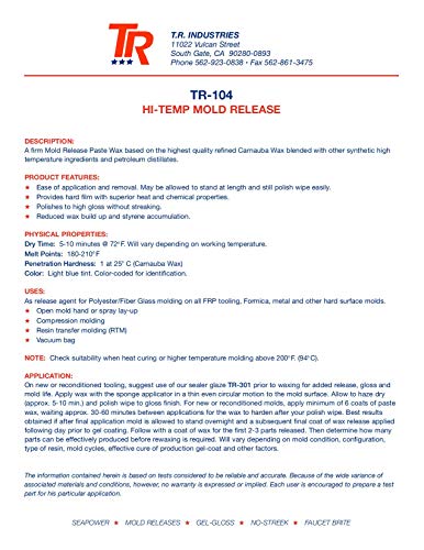 TR 104 Mold Release High Temperature Paste Wax 14 Ounce can – vue 2