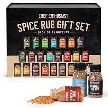 Holiday Gift Grilling Spices & Seasoning Set - 24 Unique Gourmet BBQ Spice Rub Sampler Kosher - Gift Set for Birthday, Anniversary, Men, Dads, Husbands - By Chef Enthusiasts