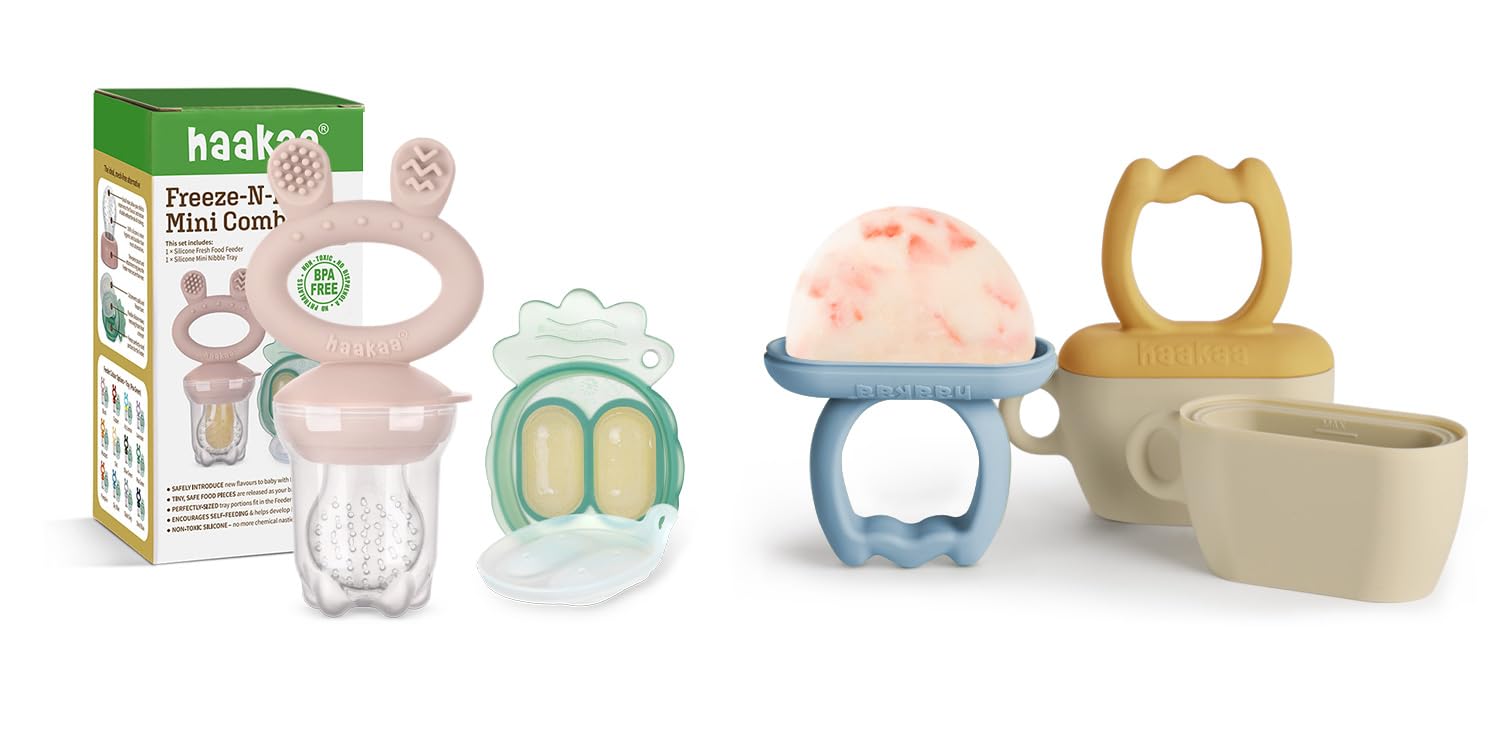 Haakaa Baby Feeder & Baby Popsicle Molds (Sky Blue + Mustard)