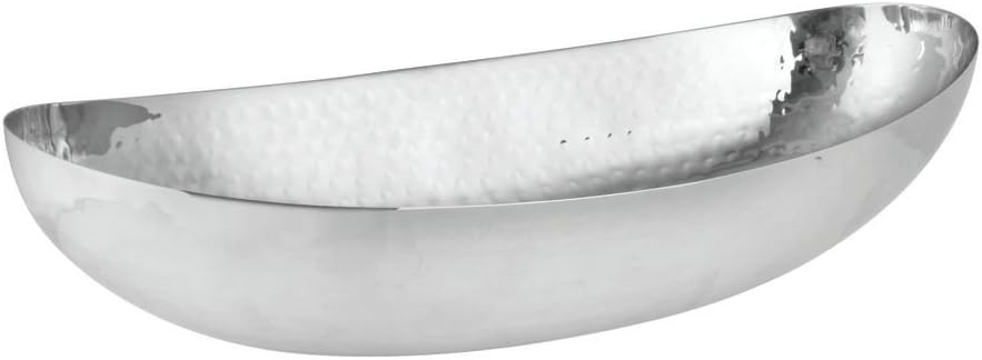 HUBERT Bread Basket, Stainless Steel with Hammered Finish- 16" L x 7" W x 4" H