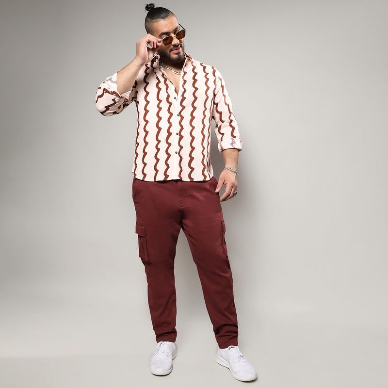 Image of Instafab Plus Men's Shirt for Casual Wear | Spread Collar | Long Sleeve | Button Closure | Plus-Size Fit | Cotton Shirt Crafted with Comfort Fit for Everyday Wear