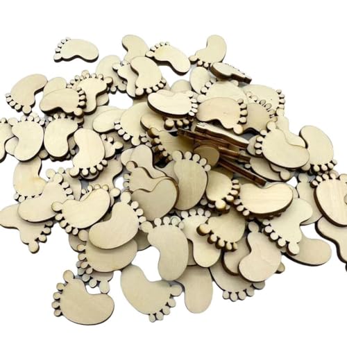 50 Sagome Legno A Forma Di Piede - Ritagli Legno Naturale Per Fai Da Te E Decorazioni
