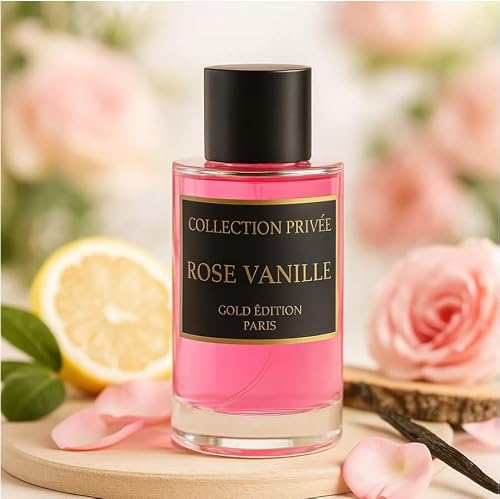 Parfum ROSE VANILLE Collection Privée Nouvelle Edition (Gold Edition), Idée Cadeau, un parfum longue durée et unisexe de 50 ml, fabriqué en France (ROSE VANILLE) – vue 3