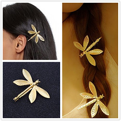 New BOHO Minimalist Gold 3D Dragonfly Metal Hairpin Hair Clips Accessories Barrettes Bobby Pin Wedding Bridesmaids Bridal Veil Statement Headwear Headdress Headpiece Headband Styling Jewelry GIFT