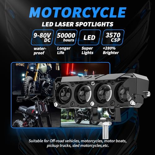 Daconovo 2PCS de luz para motocicleta refletores LED de cor dupla farol alto/baixo farol off-road pa