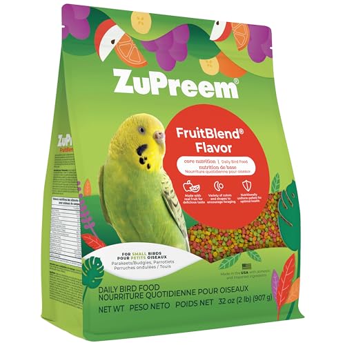 ZuPreem FruitBlend Bird Pellets, Daily Bird Food for Parakeet, Budgie, Parrotlet, Dove, Core...