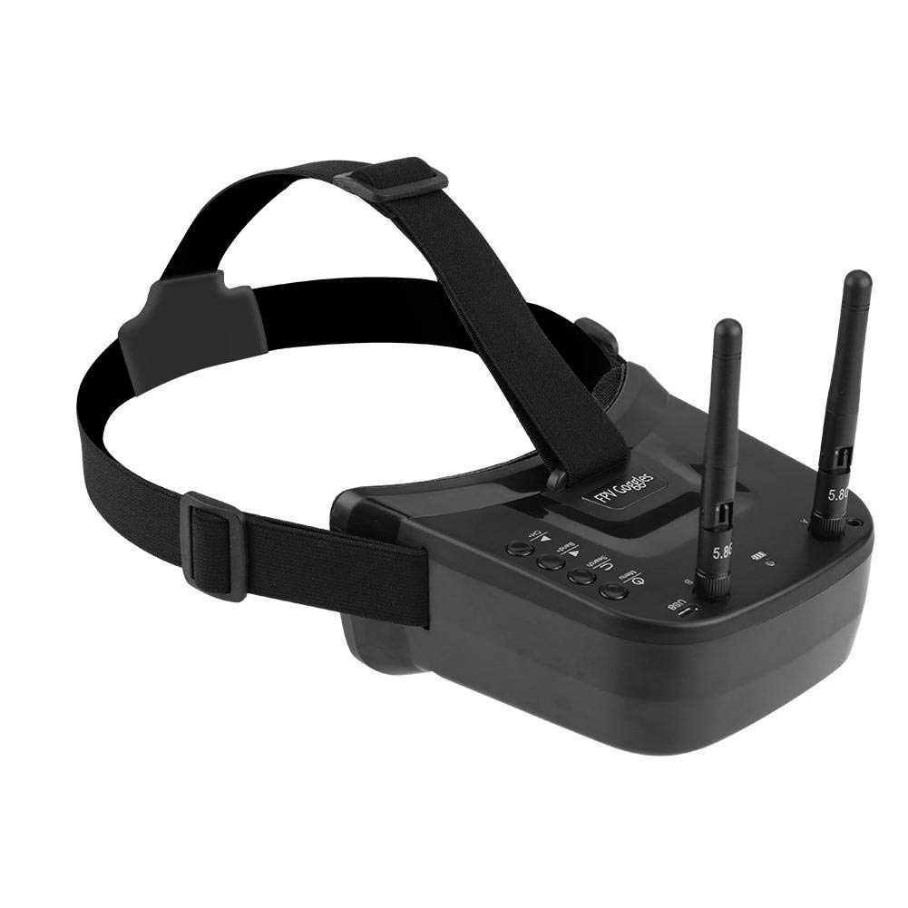 Tonysa 5,8 GHz Mini FPV Brille 3 Zoll 40 Kanal FPV Video Headset Brille 480 * 320 LCD Bildschirm mit doppelten RP SMA Antenne/1200 mAh Batterie für FPV Racing Drone Quadcopter