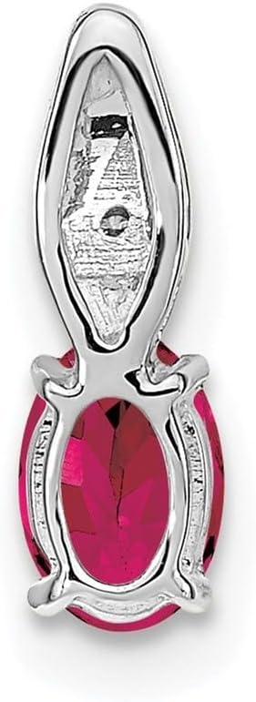 Diamond2Deal 14k White Gold Oval Cut Ruby and Diamond Accent Fancy Pendant (0.77cttw L- 13 mm W- 4 mm)