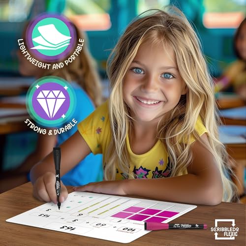 SCRIBBLEDO Base Ten Blocks 9”x12” Small White Board Dry Erase Sheets Math Manipulatives Place Value Number Blocks Math Supplies Teacher Students Classroom Pack of 10 Sheets - Image 7
