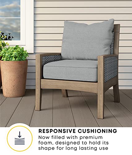 Honeycomb Outdoor Textured Solid Platinum Grey Deep Seating Patio Cushion Set: Resilient Foam Filling, Weather Resistant And Stylish Set, Seat: 24" W X 23" D X 6.5” T; Back: 27" W X 24” L #TOP4