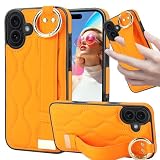 Ya en manzanajugosa.com: Fofvccv Funda Antigolpes de Cuero PU para Apple iPhone 17 con Correa de Pulsera Ajustable, Funda Protectora de Lujo con Ring y Soporte para Mujeres y Niñas para iPhone 17 - ZWD Orange
