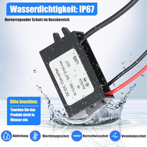 YBBOTT Micro USB Buck Coverter Step down dc-dc wandler 12V/24V zu 5V 3A 15W Ladegerät 8V-32V zu 5V Spannungs wandler Spannungsstabilisator Spannungsregler Spannungsbegrenzer