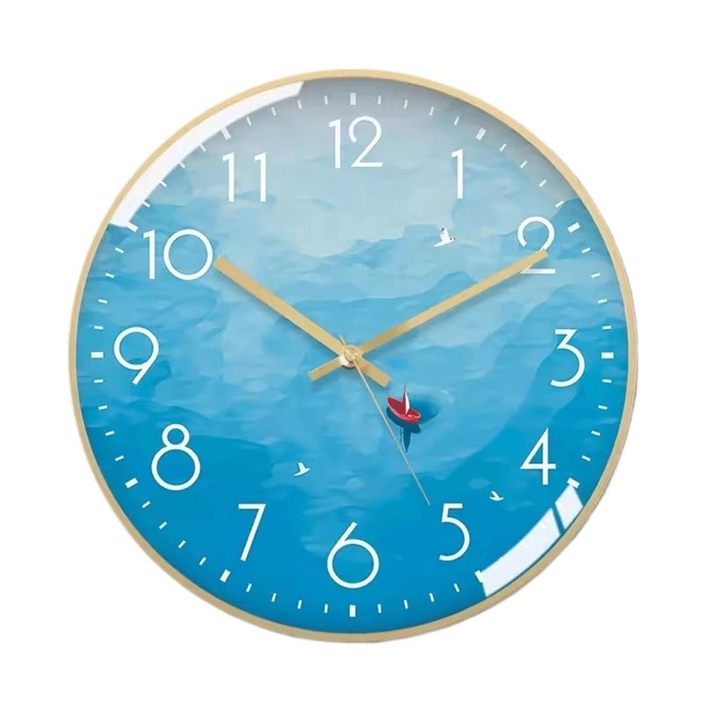 Reloj cocina Reloj de pared artístico casero simple y silencioso(Gold)