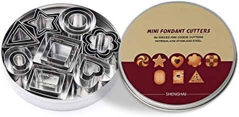 SurgeHai Mini Cookie Cutter set–24 Pieces Metal Fondant Cutters–3 Hearts Shape, 3 Stars Shape, 3 Flowers Shape and 15 Geometric Shape