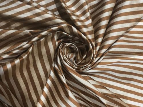 Soie Dupnews5 rayures marron crème largeur 137,2 cm haut de gamme