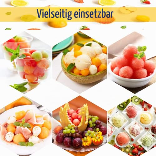 Foto von CODIRATO 4 Stück Obst Werkzeug mit Apfelentkerner, Edelstahl Apfelausstecher, Zitronenschaber, Kugelausstecher, Obstschnitzmesser, Melonenausstecher für verschiedene Früchte