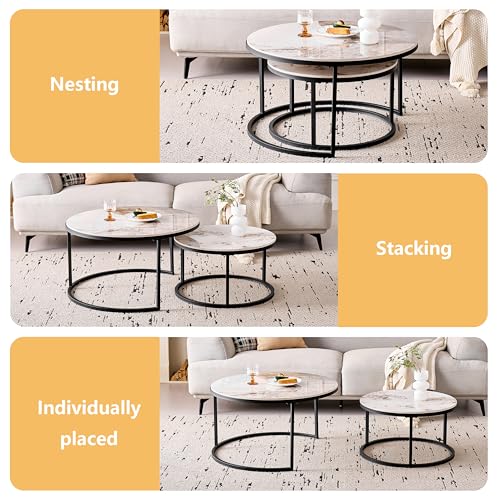 Tables basses gigognes marbre Pandora 80/60 HJhomeheart