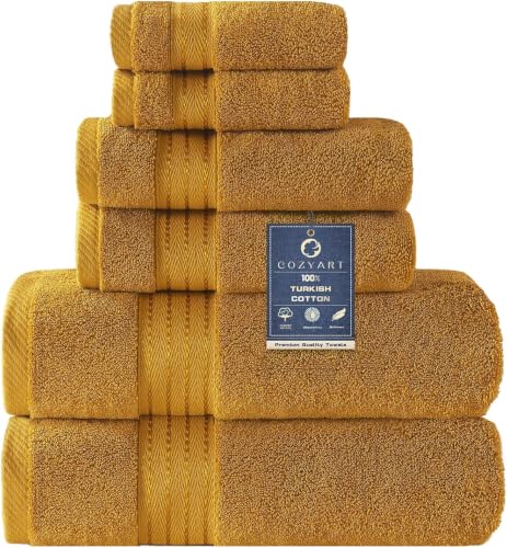 COZYART Gold Turkish Cotton Bath Towel Set (6pcs)
