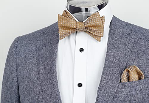 Image of Alizeal Mens 2pcs Solid Self-tied Bow Tie Set | Alizeal Mens 2pcs Self-tied Solid /Animal Bow Tie and Pocket Square Set Perfect for Wedding Business Formal Events
