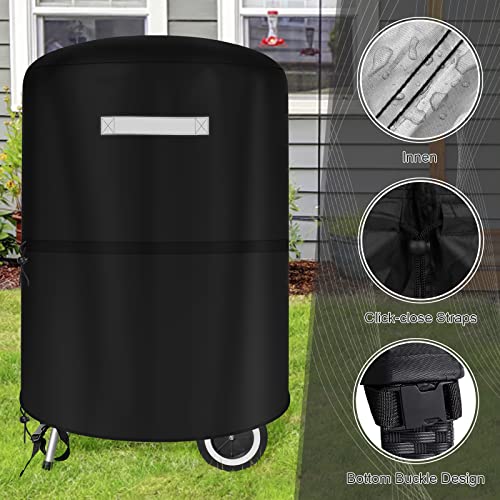 22 Inch Charcoal Kettle Grill Cover for 22 Inch Weber Charcoal Grill-Kettle BBQ Gas Grill, Heavy Duty Waterproof Outdoor Anti-UV Smoker Barbecue Covers Drawstring for Weber Master Touch Charcoal Grill - Thumbnail 3