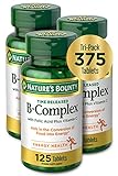 Vitamin B-Complex by Nature's Bounty, Time Released Vitamin Supplement w/ Folic Acid Plus Vitamin C, Supports Energy Metabolism and Nervous System Health, 125 Tablets (Pack of 3)