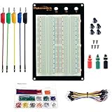 Makeronics Solderless 1660 Breadboard Complete Kit - 1660 Tie-Points Experiment Plug-in Breadboard with Aluminum Back Plate+5PCS Banana Plug To Jumper Wires(male)+560 U-Shape wires+65 PCS 24AWG Jumper