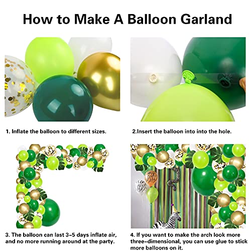 Rubfac 134Pcs Jungle Party Balloons Garland Arch Kit Green Balloons Arch Dinosaur Party Decoration With Artificial Tropical Palm Leaves For Jungle Party, Shower, Birthday Party And Animal Theme Party #TOP3