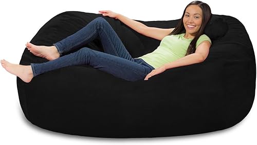 Miniatura 84 de Comfy Sacks - Puf de espuma viscoelástica de 7.5 pies, tumbona de piel sintética color negro Piel sintética, color negro,Piel sintética de color