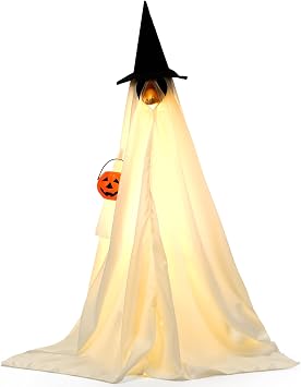 Dansydaisy Halloween Lighted Ghost Porch Goose Outfit,White,Matte
