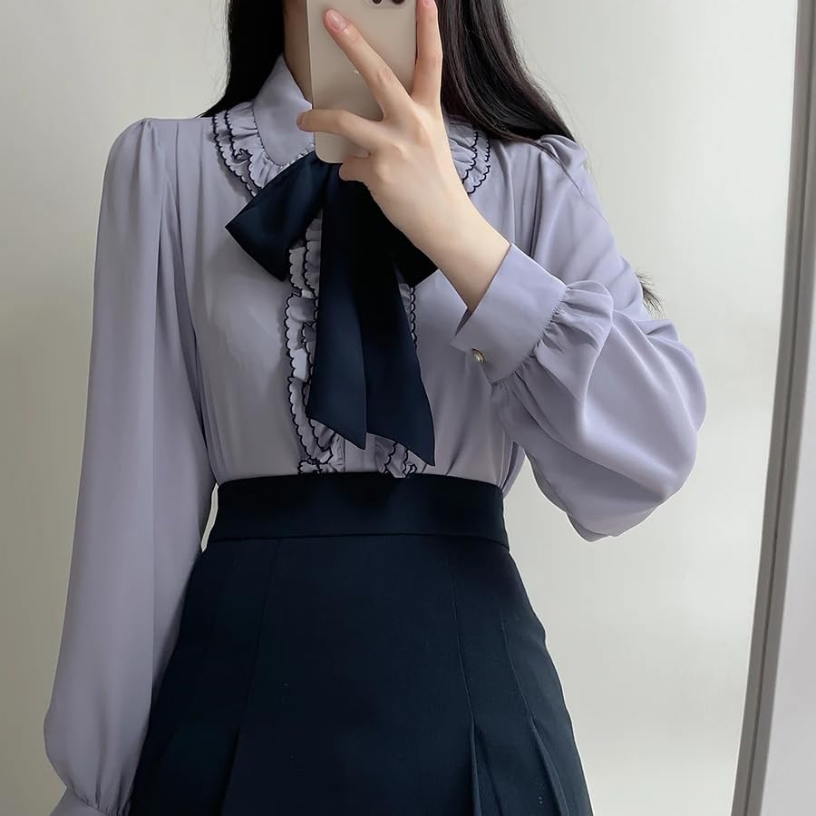 Camisas de oficina de manga larga estilo coreano para mujer
