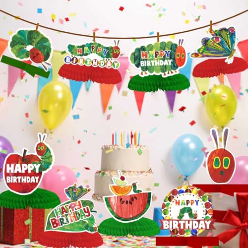 Cartoon Very Hungry Little Green Caterpillar Happy Birthday Honeycomb Centerpieces Insects Theme Gif