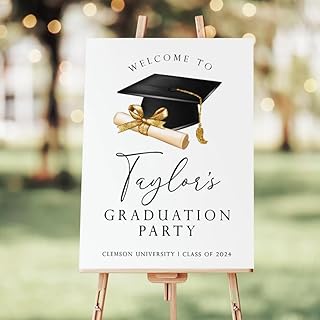 Custom Graduation Welcome Poster for High School or College Graduate, Class of 2025 Entry Sign with Grad Cap Art, Personalized Decor for Son or Daughter’s Party or Ceremony