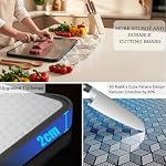 Titanium Cutting Board for Kitchen, Upgraded Scratch Resistant Mesh Design, Pure Titanium and Wheat Straw PP Food Grade Cutting Board Non-Slip Durable and Easy to Clean, 16" x 11"